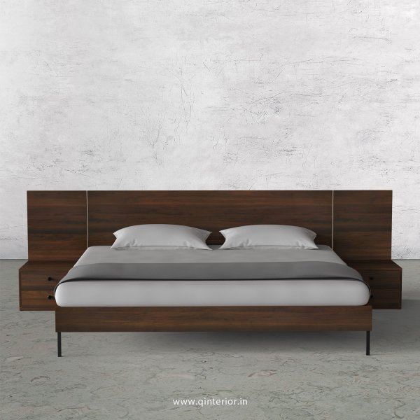 Stable King Size Bed with Side Tables in Walnut Finish - KBD104 C1