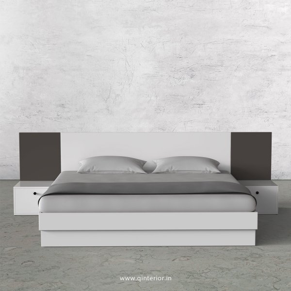 Lambent King Size Storage Bed with Side Tables in White and Slate Finish - KBD101 C16