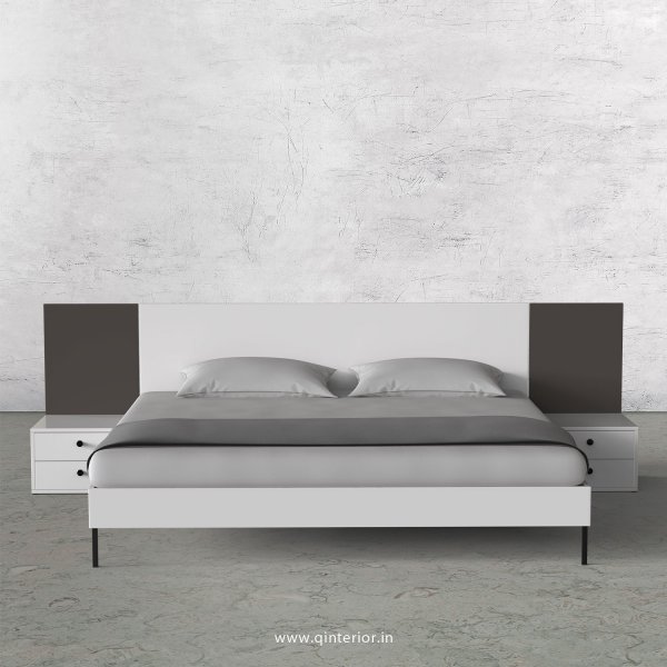 Lambent King Size Bed with Side Tables in White and Slate Finish - KBD104 C16