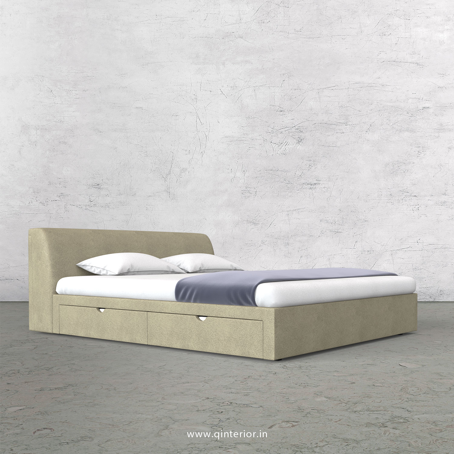 Luxura Queen Storage Bed in Fab Leather Fabric - QBD007 FL10