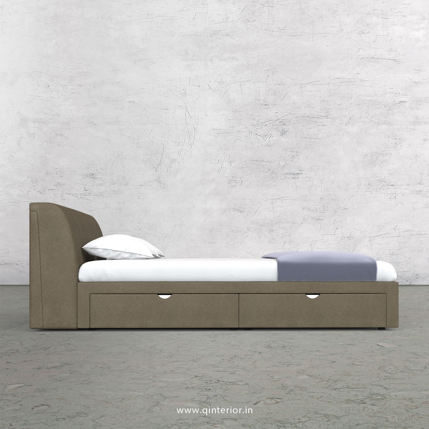 Luxura Queen Storage Bed in Fab Leather Fabric - QBD007 FL06