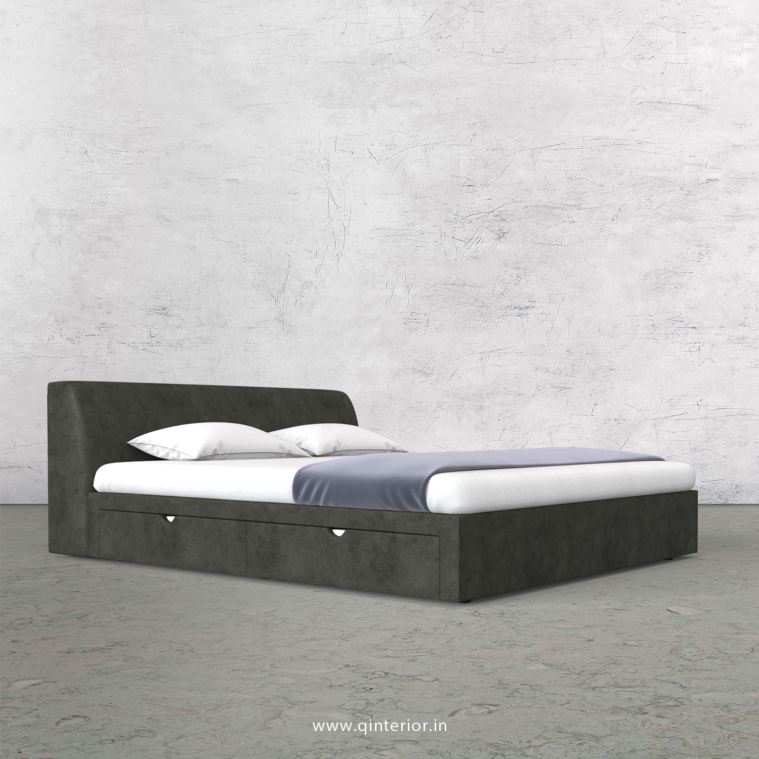 Luxura Queen Storage Bed in Fab Leather Fabric - QBD007 FL07