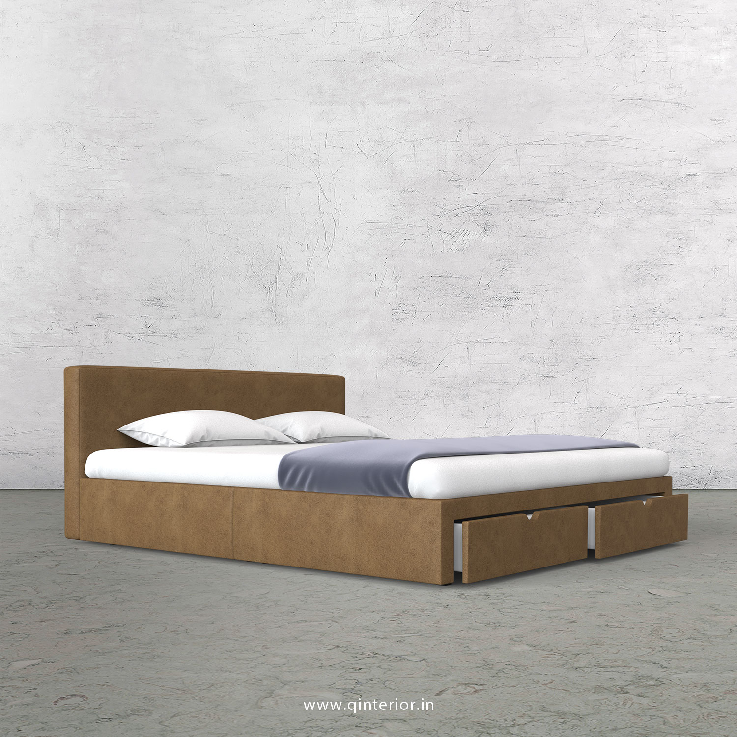Nirvana King Size Storage Bed in Fab Leather Fabric - KBD001 FL02