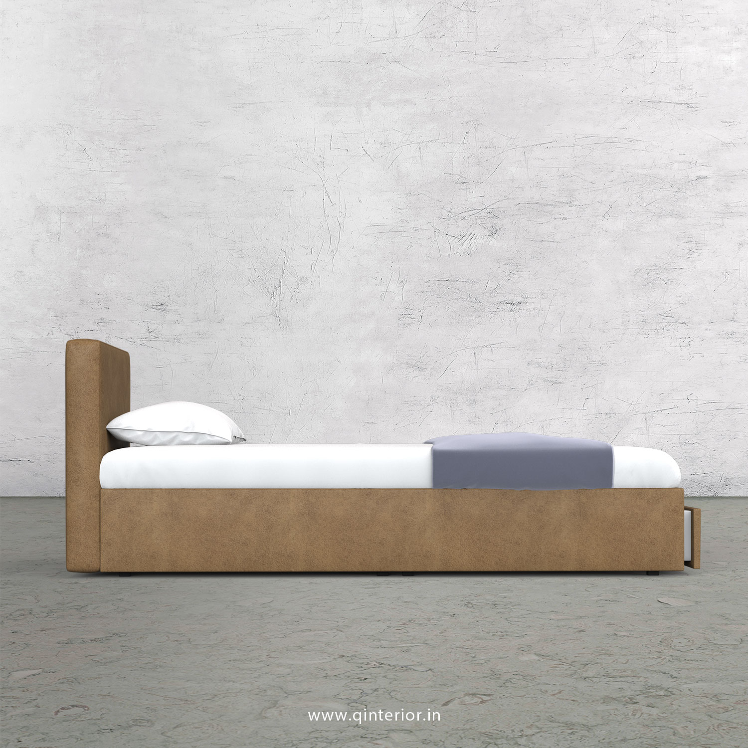 Nirvana King Size Storage Bed in Fab Leather Fabric - KBD001 FL02