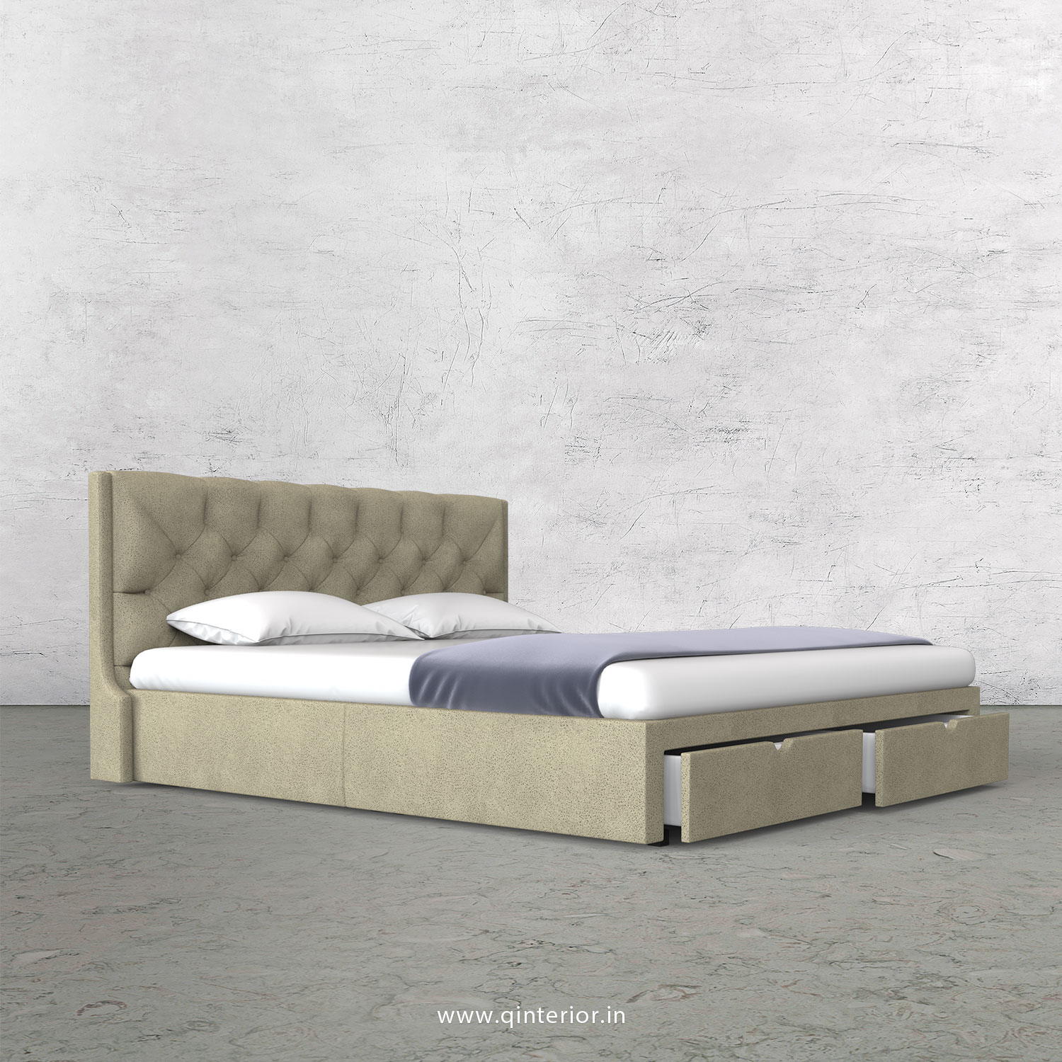 Scorpius King Size Storage Bed in Fab Leather Fabric - KBD001 FL10