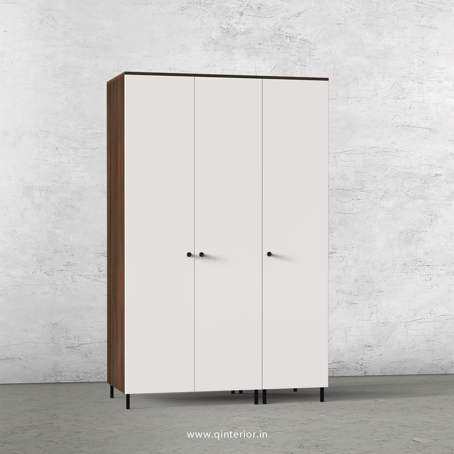 Lambent 3 Door Wardrobe in Walnut and Pale grey Finish – TWRD001 C23