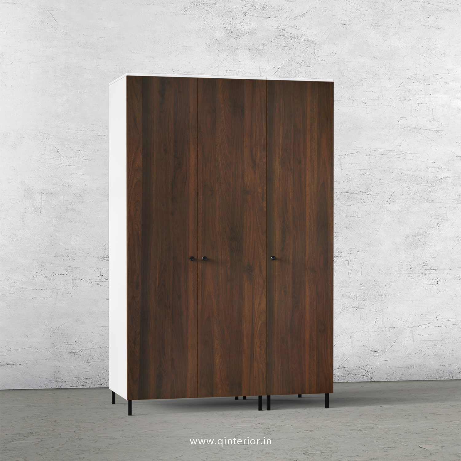 Lambent 3 Door Wardrobe in White and Walnut Finish – TWRD001 C67