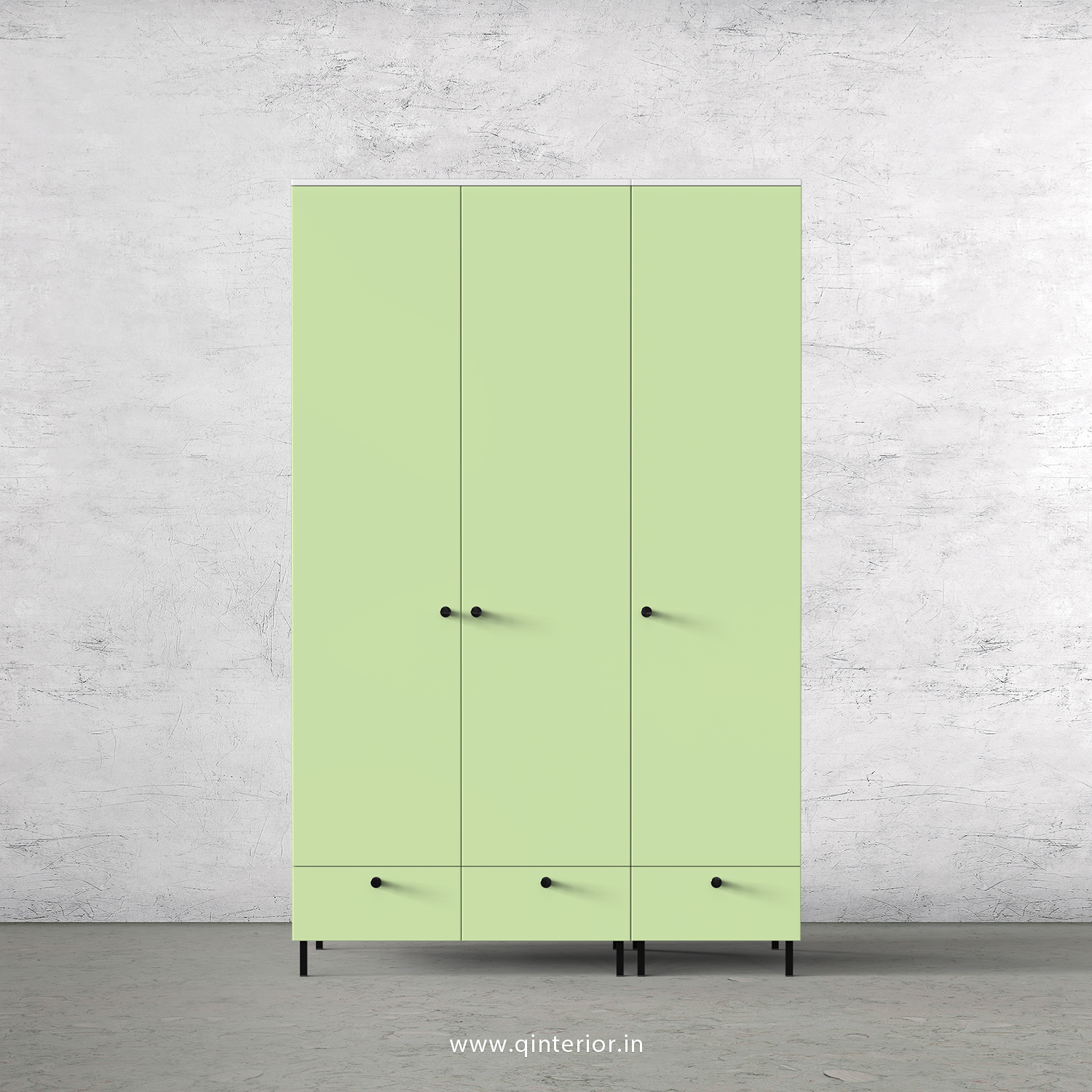 Lambent 3 Door Wardrobe in White and Pairie Green Finish – TWRD002 C83