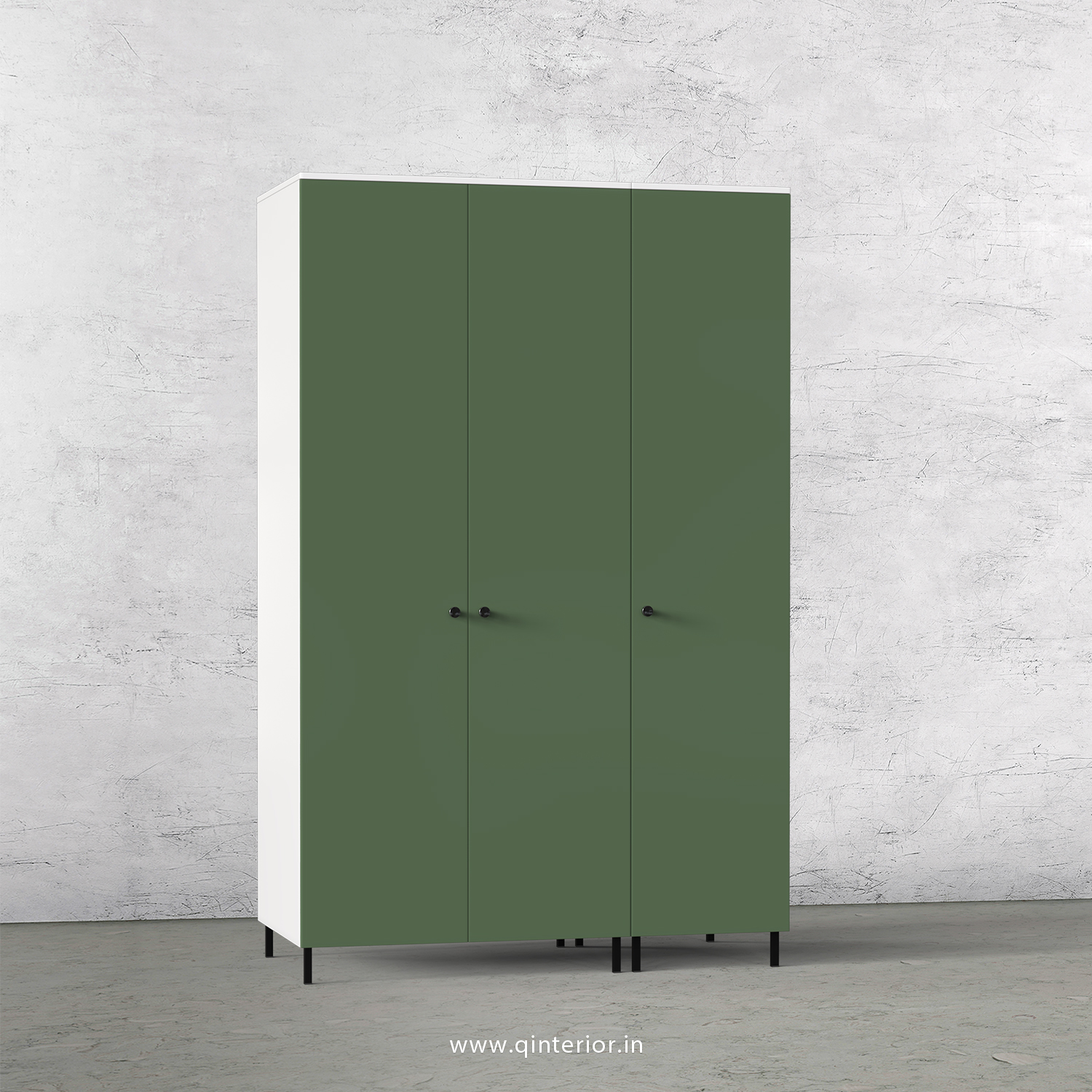 Lambent 3 Door Wardrobe in White and English Ivy Finish – TWRD001 C82