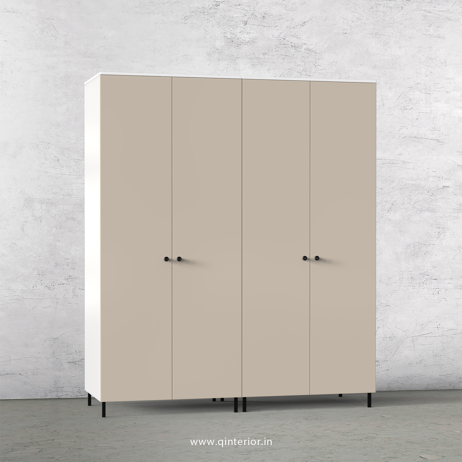 Lambent 4 Door Wardrobe in White and Irish Cream Finish – FWRD001 C88
