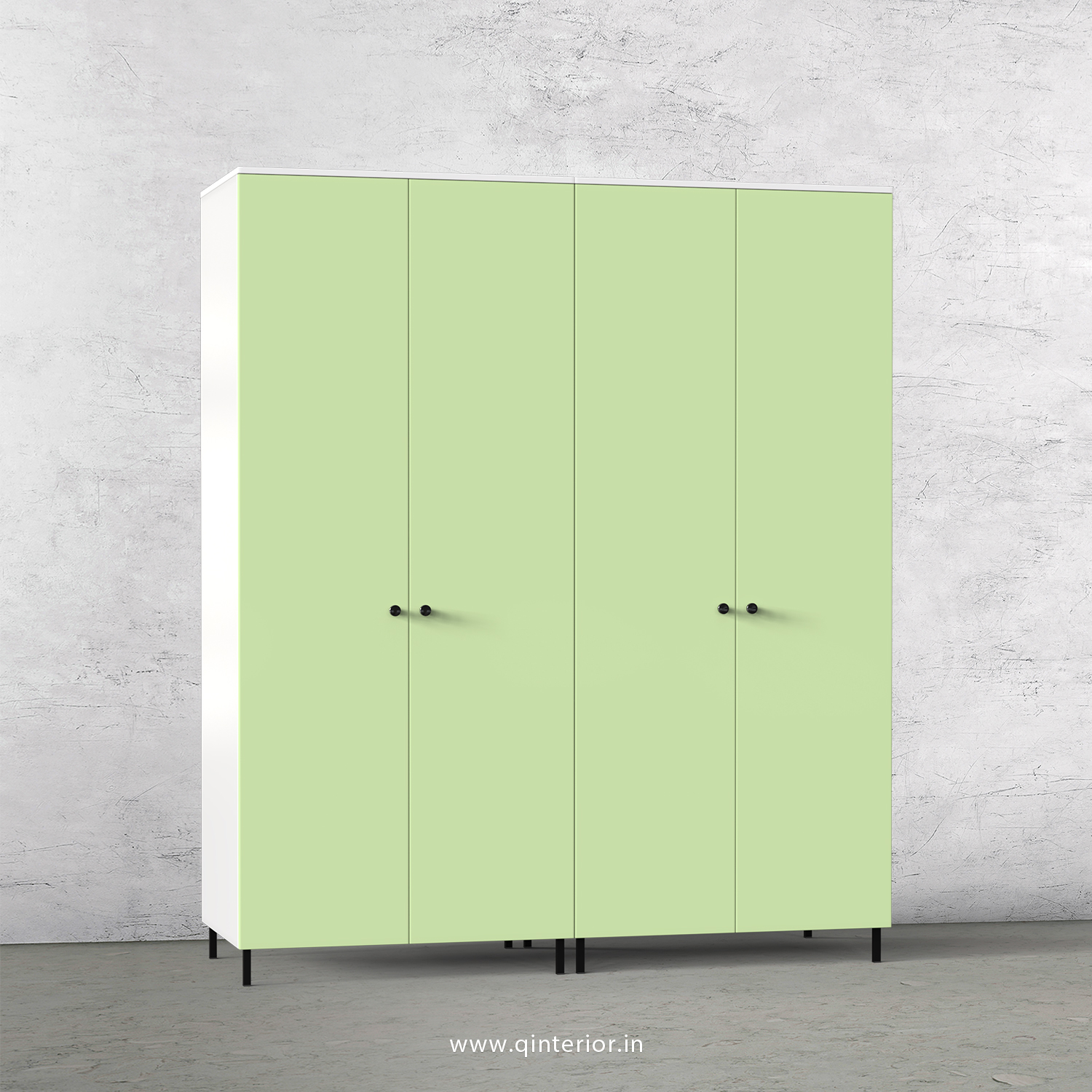 Lambent 4 Door Wardrobe in White and Pairie Green Finish – FWRD001 C83