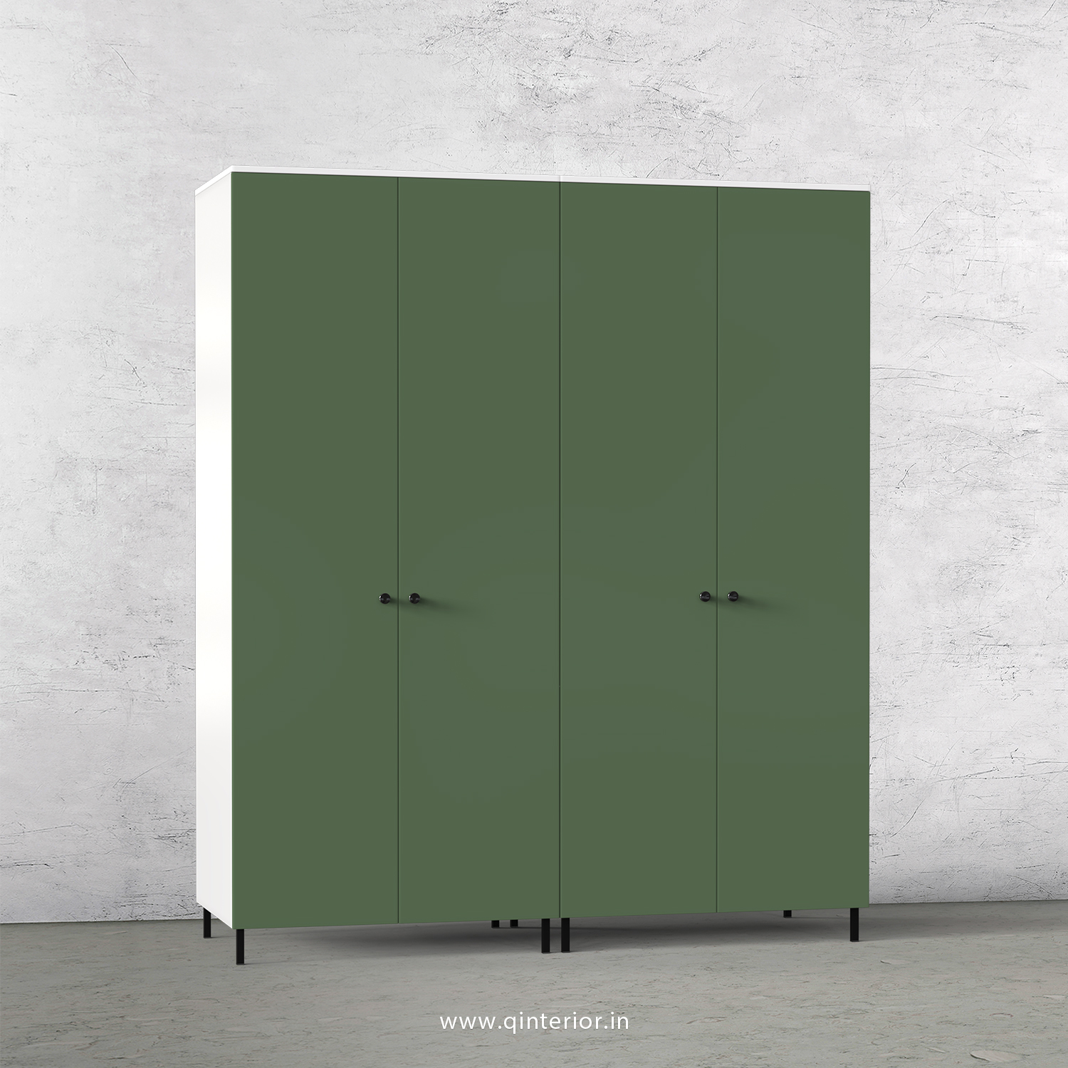 Lambent 4 Door Wardrobe in White and English Ivy Finish – FWRD001 C82