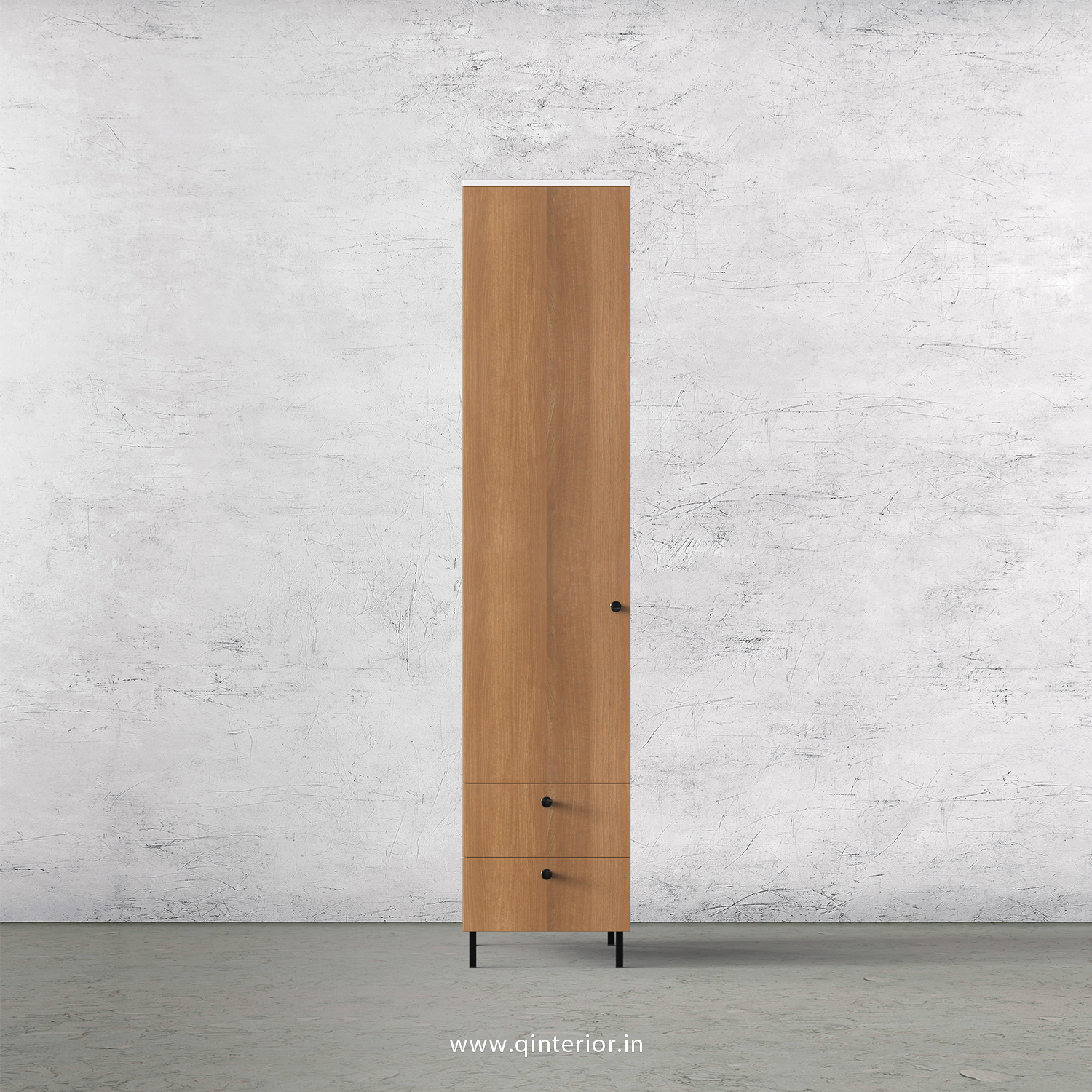 Lambent 1 Door Wardrobe in White and Oak Finish – SWRD004 C86