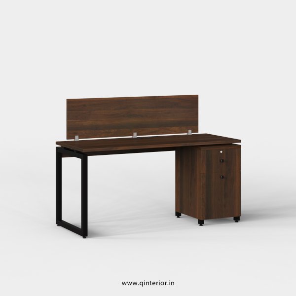 Aaron Work Station with Pedestal Unit in Walnut Finish - OWS204 C1