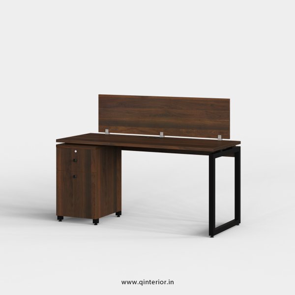 Aaron Work Station with Pedestal Unit in Walnut Finish - OWS203 C1