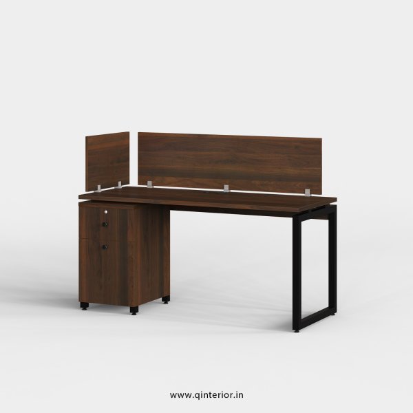 Aaron Work Station with Pedestal Unit in Walnut Finish - OWS221 C1