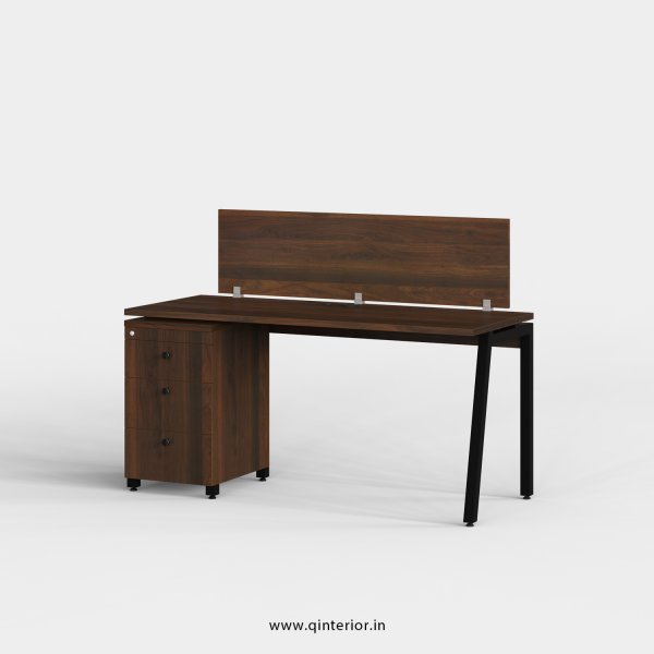 Berg Work Station with Pedestal Unit in Walnut Finish - OWS104 C1